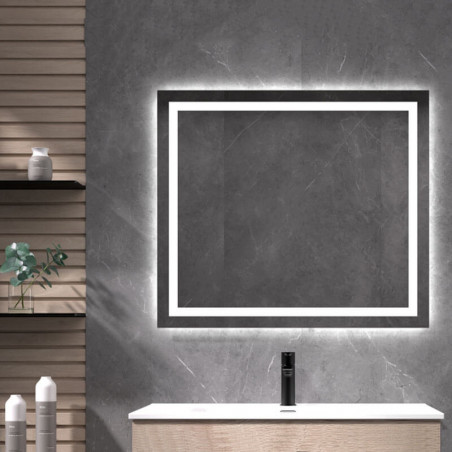 Miroir avec éclairage intérieur LED Cíes d'Eurobath dans une salle de bain | Aiure