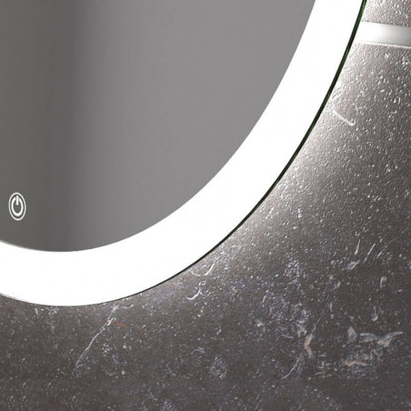 Miroir rond LED tactile Capri d'Eurobath dans une salle de bain gros plan| Aiure