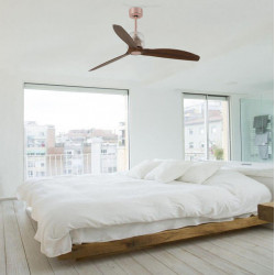 Ventilateur de plafond sans lumière Deco Fan en bois et cuivre de Faro Barcelona photo d'ambiance | AiureDeco